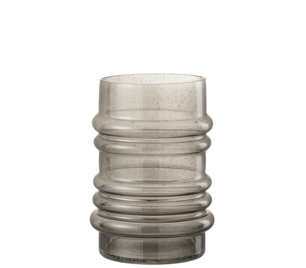 Grey Ribbed Glass Vase - Bow & Miller Interiors