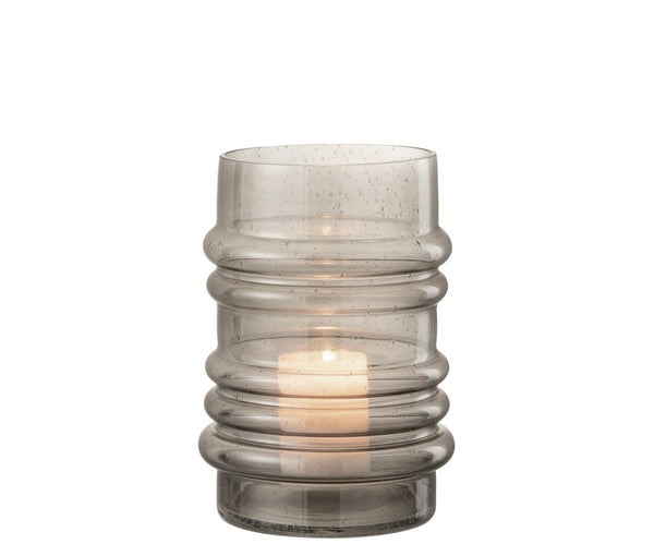 Grey Ribbed Glass Vase - Bow & Miller Interiors